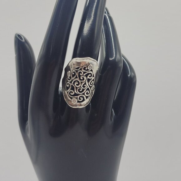 Shablool Didae Sterling Silver Scroll Ring Size 7.5 One of a kind Israel Israeli - Picture 2 of 4